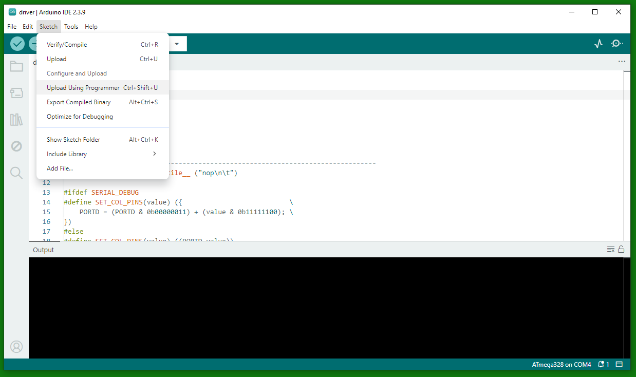 Upload using programmer
