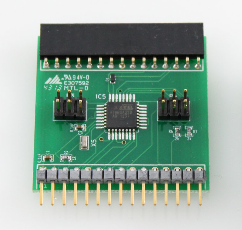 A picture of the assembled comm board v0.1 (front)