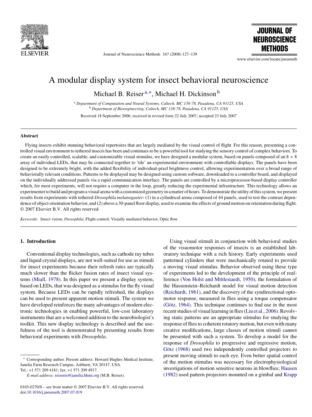 A modular display system for insect behavioral neuroscience