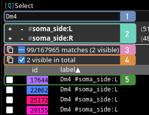 screenshot of neuroglancer filter section